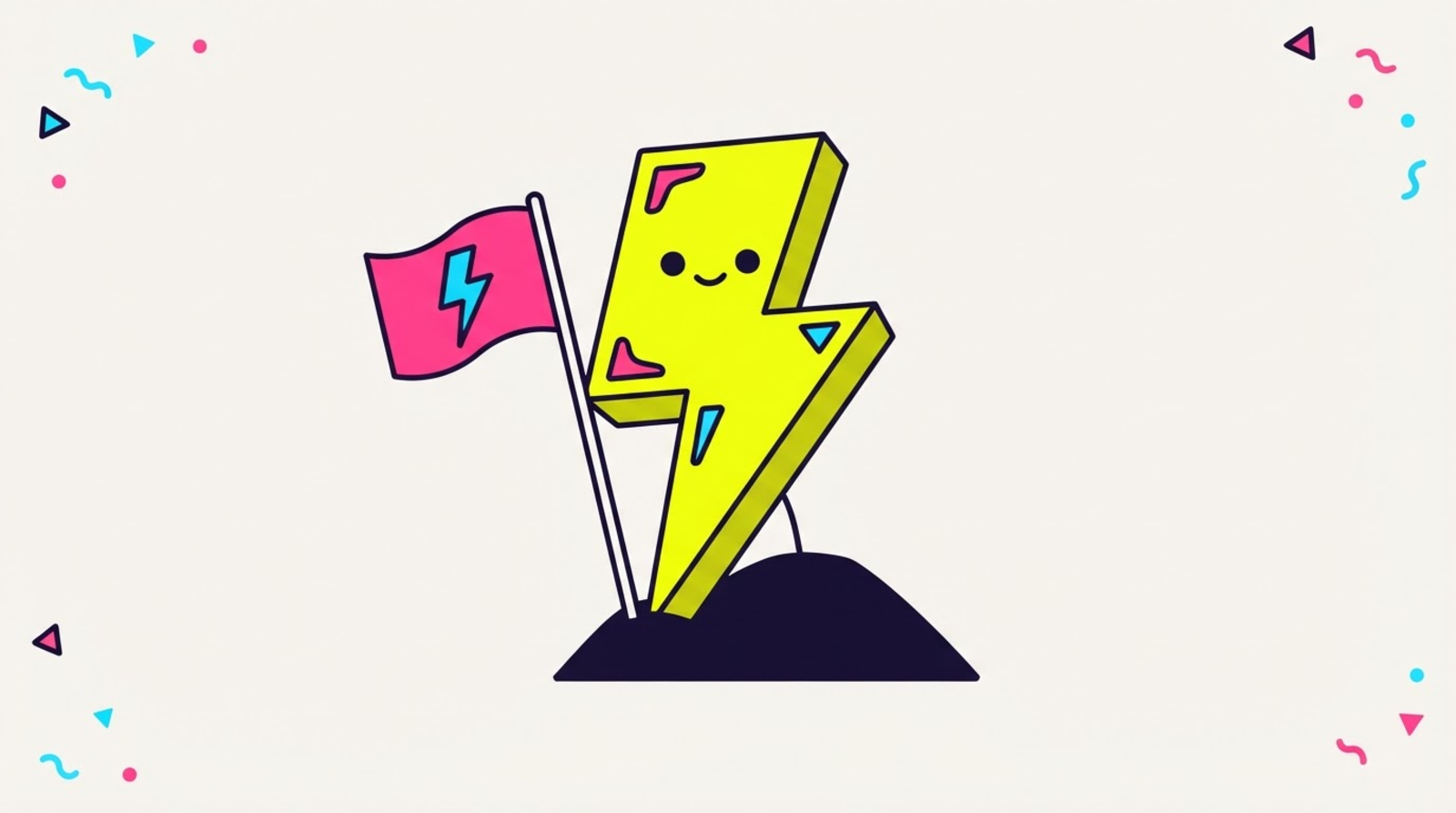 Zippy the mascot planting a flag printed with a custom domain on top of a giant short link.