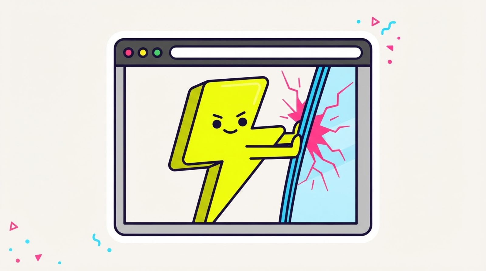Zippy the mascot pries open a cramped in-app browser window and frees a stream of trapped clicks.