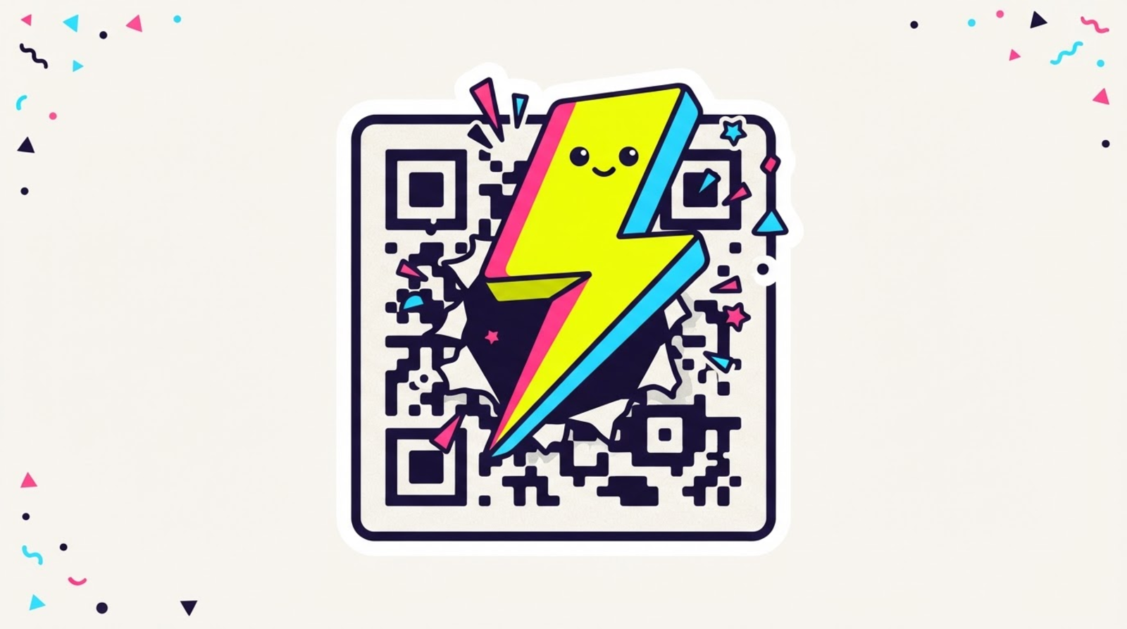 Zippy the mascot points a lightning bolt at a giant QR code that launches a phone's native app instead of a browser tab.