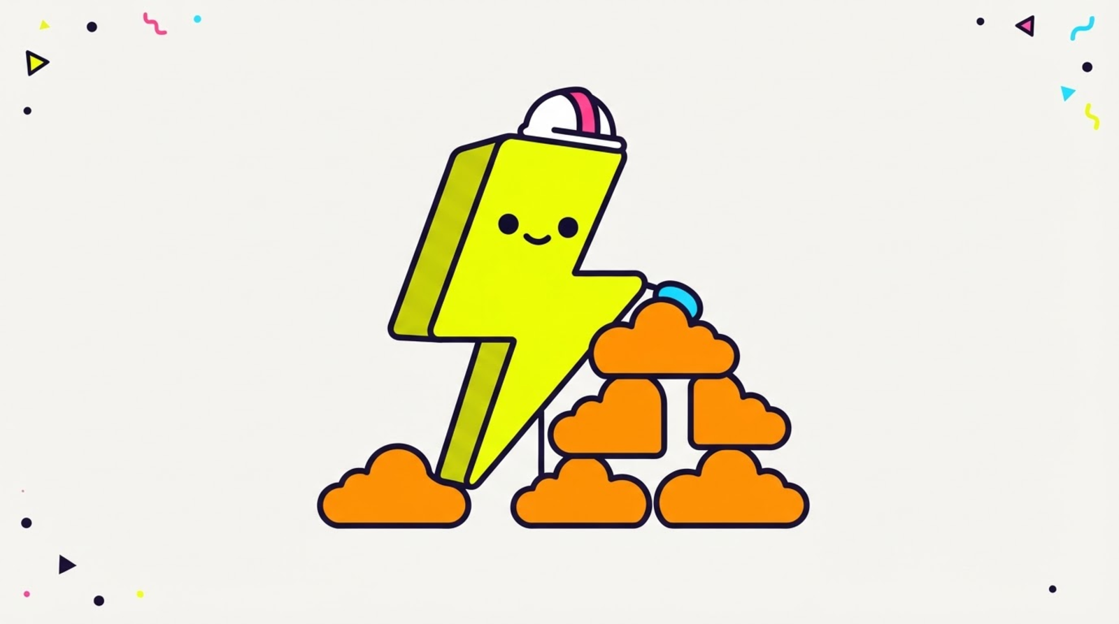 Zippy the lightning-bolt mascot plugging a glowing short link into a Cloudflare-orange cloud server rack.