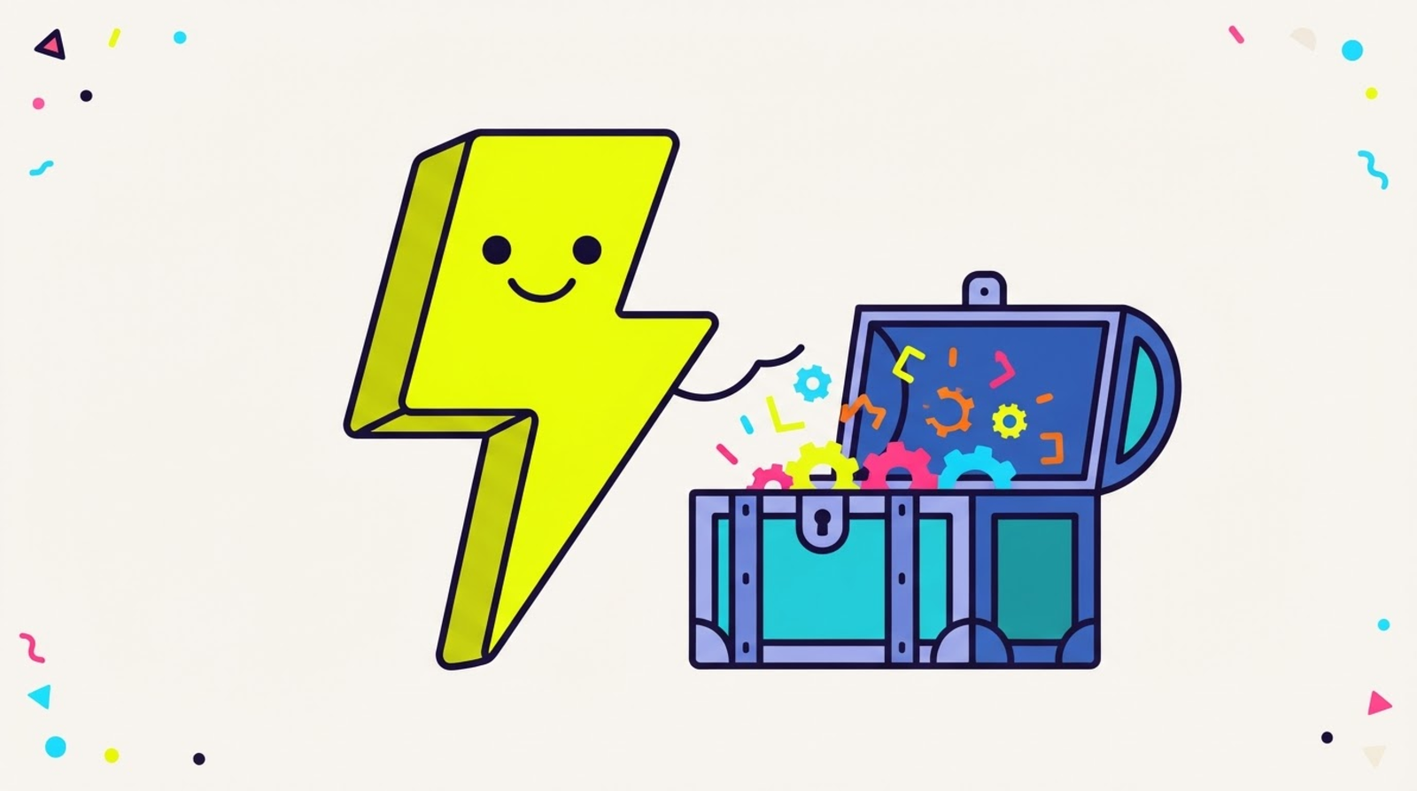Zippy the lightning-bolt mascot holding open a glowing engine casing